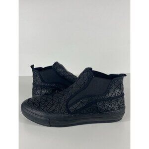 Zara Man Rubber Texture Square/Diamond Pattern Slip On Sneakers Black 44 F147